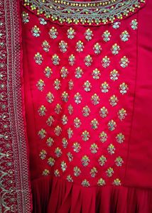 Elegant Red Embroidered Anarkali Gown