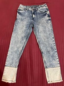 Roadster Acid Wash Denim Jeans with Contrast Cuffs
