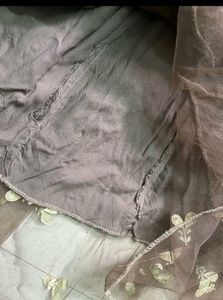 Embroidered Brown Net Skirt- please check marks