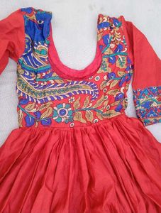 Vibrant Red Anarkali Style Gown