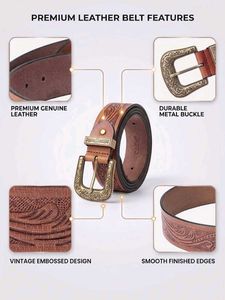 Western Style Embossed Leather Belt