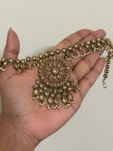Antique Gold & Pearl Bridal Maang Tika