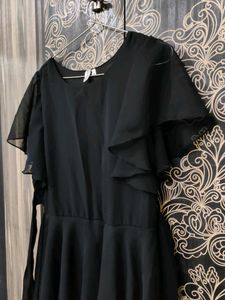 black flared dress