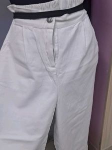 White Casual Pants Loose Fit