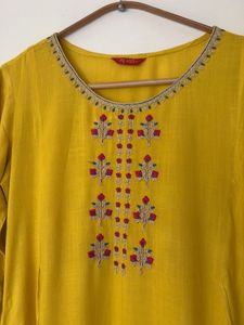 Yellow Embroidered Kurta