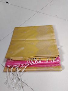 Elegant light yellow pink saree...
