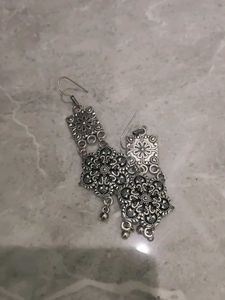 Bohemian Oxidized Silver Jhumka Earrings