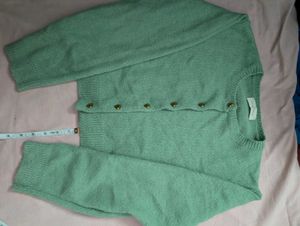 Mint Green Cardigan with Heart Buttons