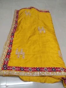 Yellow Embroidered Dress Material