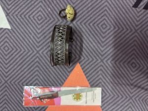 Metal Cuff Bracelet, Studded Ring, Nail Sharpener