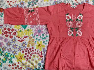 100% Cotton Embroidered Kurta Top
