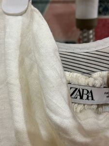 Cream Linen Crop Top Blouse Size Eur S