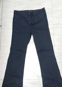 Black Flare Jeans with Rhinestone D