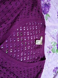 Purple Cropped Cardigan