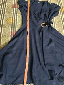 Stylish Navy Blue Wrap Dress  with inner 👗