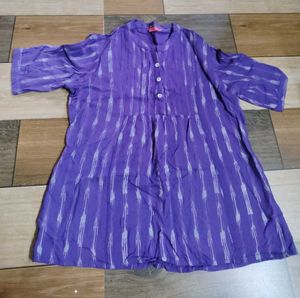 Vibrant Purple Ikat Print Tunic Top