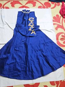 Royal Blue Embroidered Ethnic Gown
