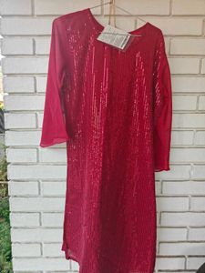 Maroon Sequinned Kurta Sharara Set