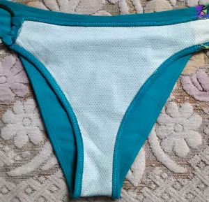 Teal Bikini Bottom with Floral Ties