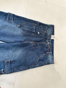 Womens Wide Leg Cargo Jeans