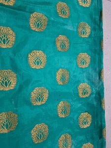 Elegant Teal &amp; Gold Banarasi Silk Saree