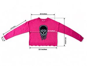 HOT PINK SKULL KNIT — DISTRESSED CROP