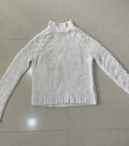 MAX Fluffy White Turtleneck Sweater
