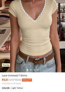 pastel yellow lace V-Neck savana top