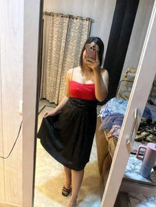 Chic Red & Black Party Dress