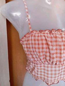 Plaid Smocked Crop Top