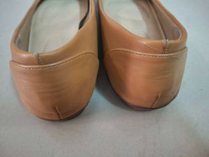 Tan Ballet Flats with Buckle Detail
