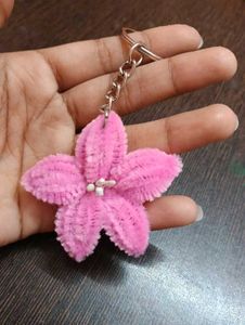 Cute Pink Flower Keychain
