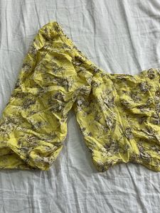 Yellow Floral Print Off-Shoulder Top