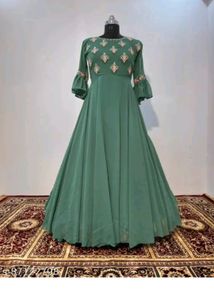 Green Embroidered Anarkali Dress