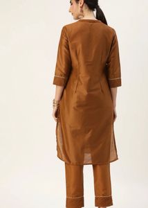 all about you - Rust Brown Kurta Set with Pants