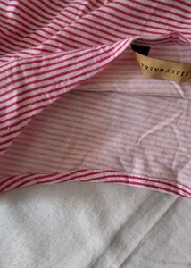 Pink And White Linning One Piece Dress