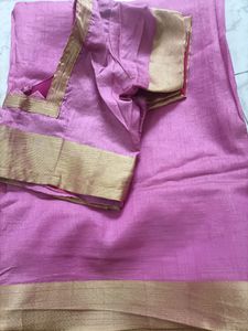 Baby Pink Mix Cotton Saree