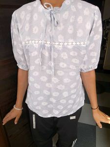 Light Blue Floral Print Top
