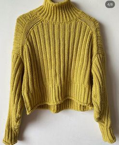 Mustard Yellow Knit Mock Neck Sweater