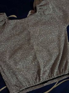 Sparkly Silver Ruched Crop Top