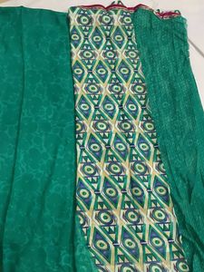 Designer Green Saree with Geometric Border