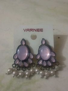 Elegant Pink Stone & Pearl Earrings