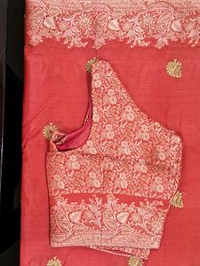 Elegant Red Tussar Silk Banarasi Saree with Resham