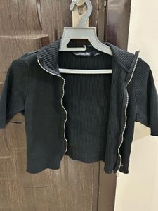 Calvin Klein Jeans Black Zip-Up Top