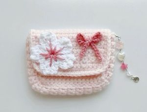 Cute Pink Crochet Coin Pouch