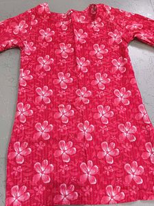 Vibrant Pink Floral Short Kurta