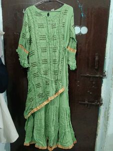 Bohemian Green Kurta Set with Embellishments