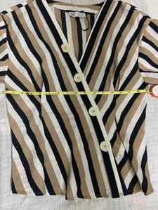 ZARA Striped Wrap Top with Buttons