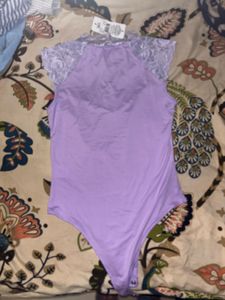 Lavender Lace Trim Crop Top
