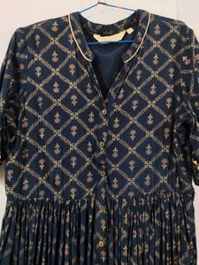 Stylish Navy Blue golden Printed Kurta
